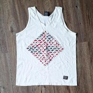 Vintage Olympics USA American Flag Tank Top 100% Cotton Siza Large